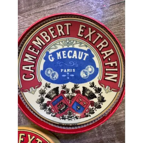 Set of 4 Camembert Extra-Fin G Mecaut Paris Cheese Label Plates 2004 - Picture 6 of 6